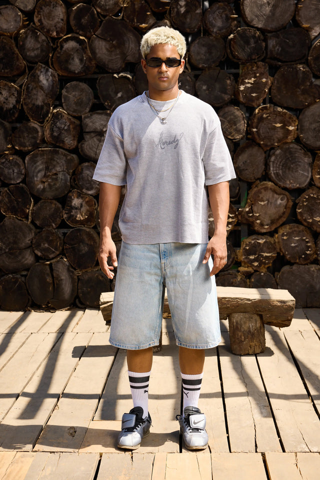 KOREDG GRAY WASHED TEE (RAW HEM)