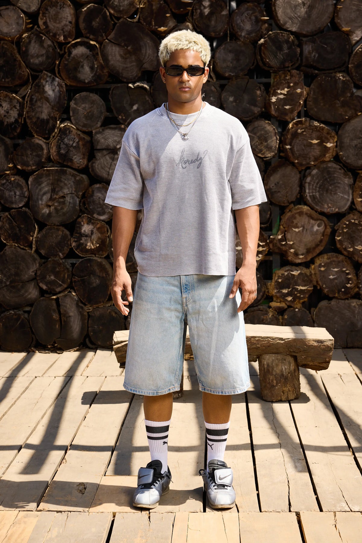 KOREDG GRAY WASHED TEE (RAW HEM)