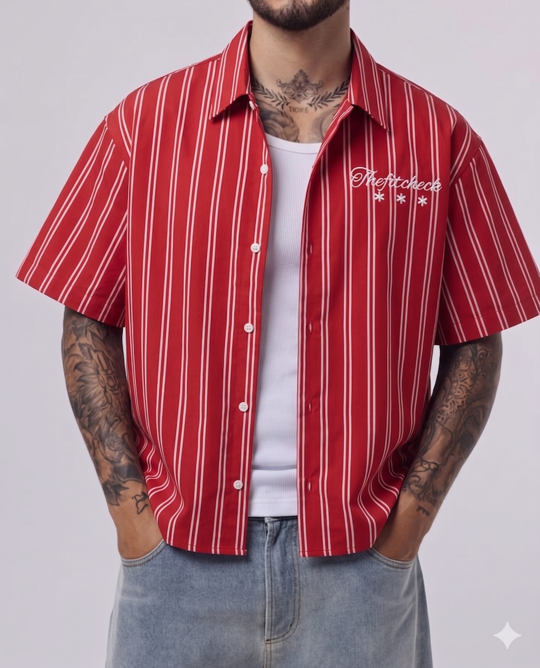 CLASSIC RED STRIPPED BOXY SHIRT