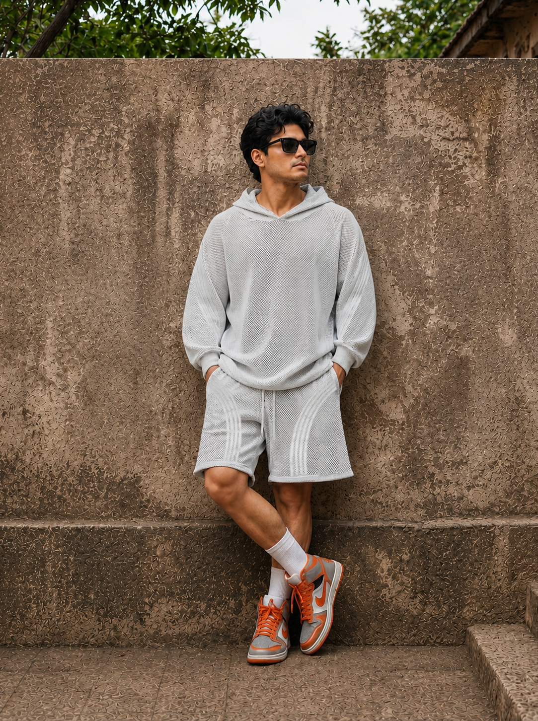 Light Grey Mesh Hoodie