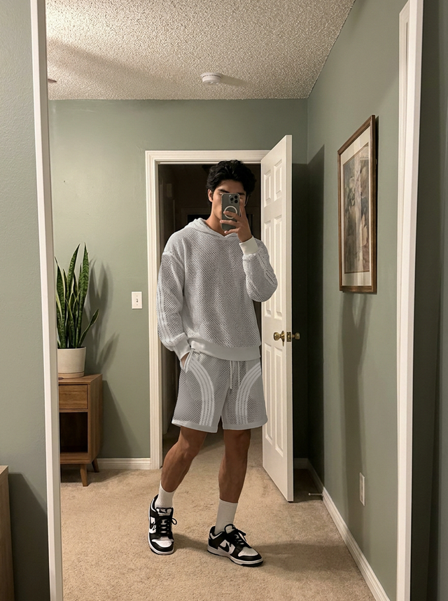 Light Grey Mesh Hoodie