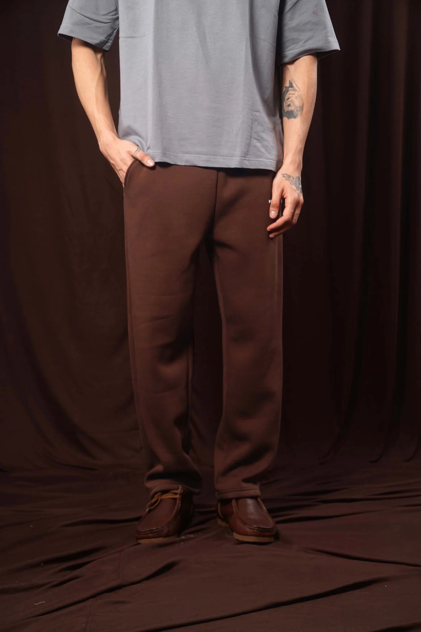 Bistre Brown Straight Leg Sweatpant