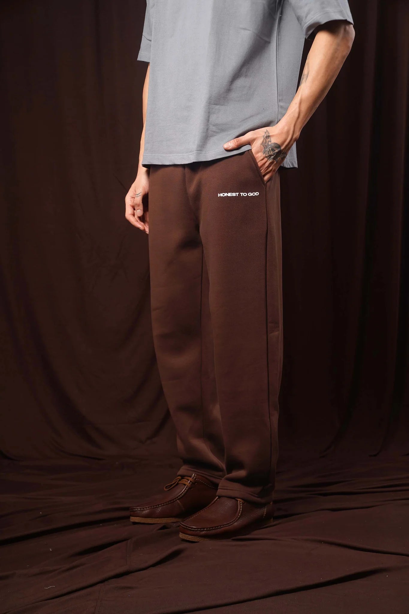 Bistre Brown Straight Leg Sweatpant