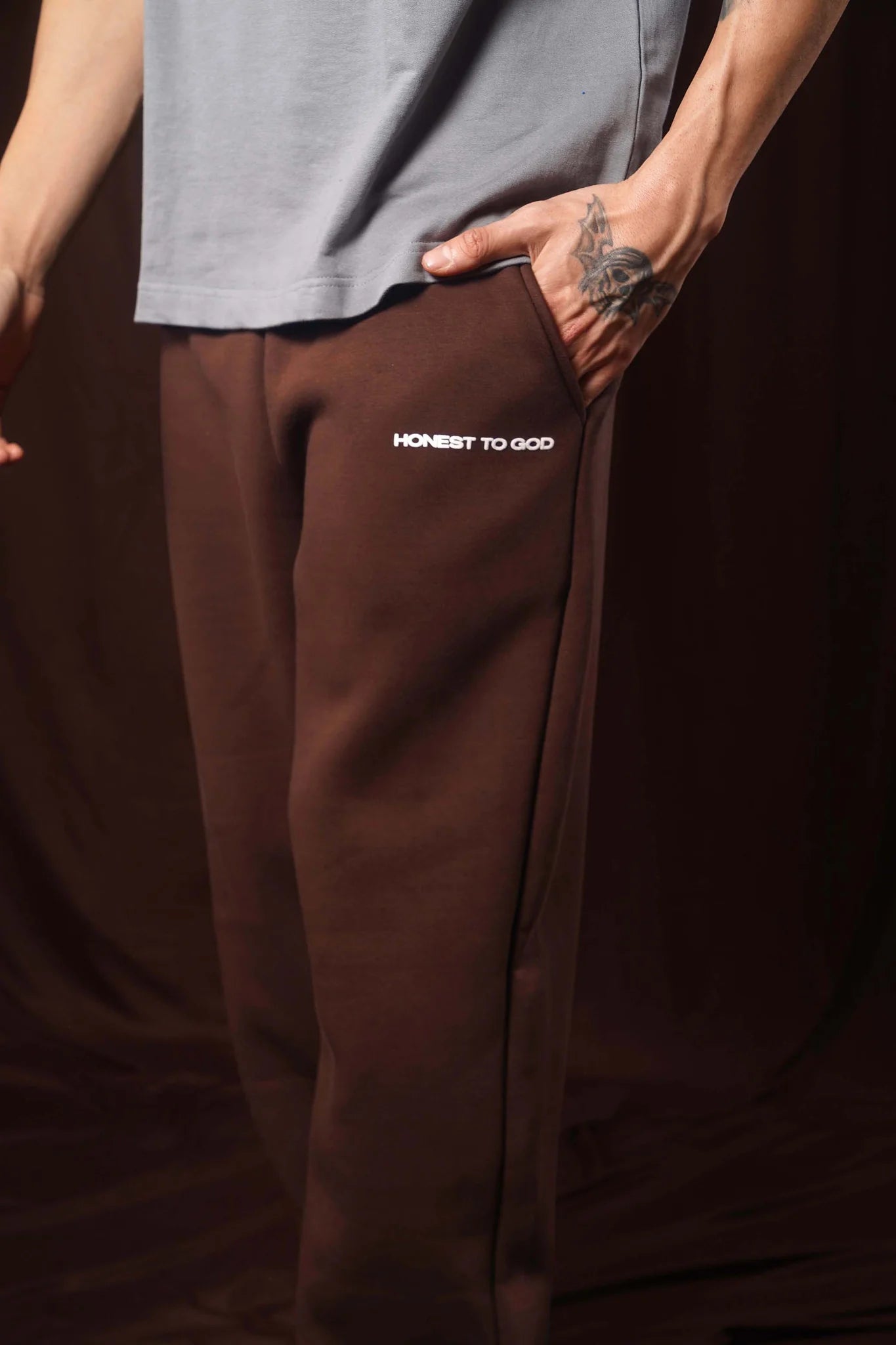 Bistre Brown Straight Leg Sweatpant