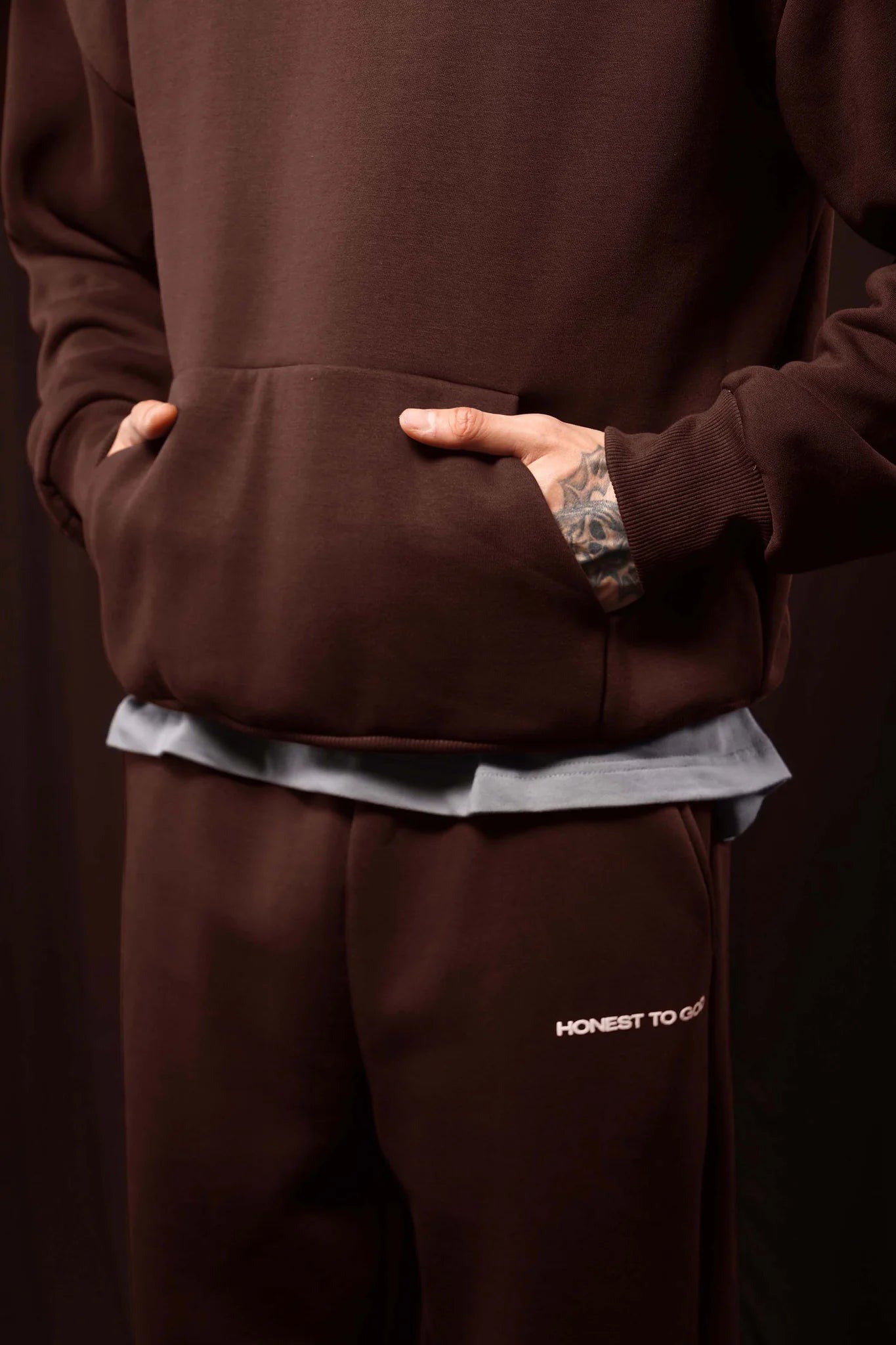 Bistre Brown Box Fit Hoodie
