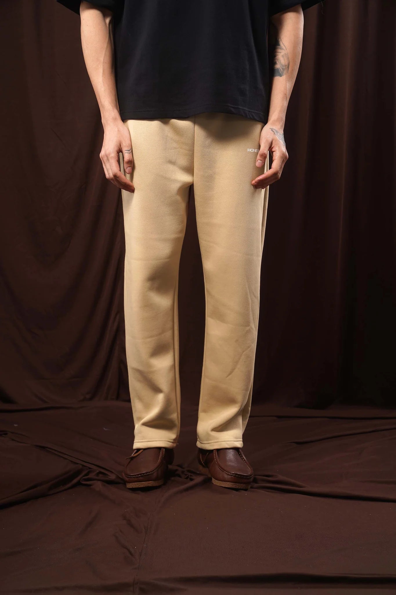 Khaki Cream Straight Leg Sweatpant