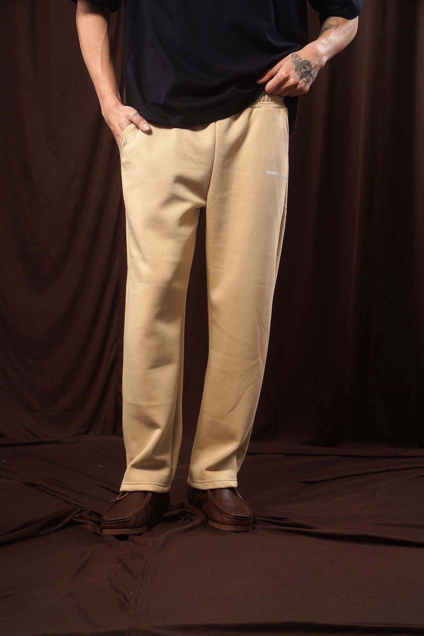 Khaki Cream Straight Leg Sweatpant
