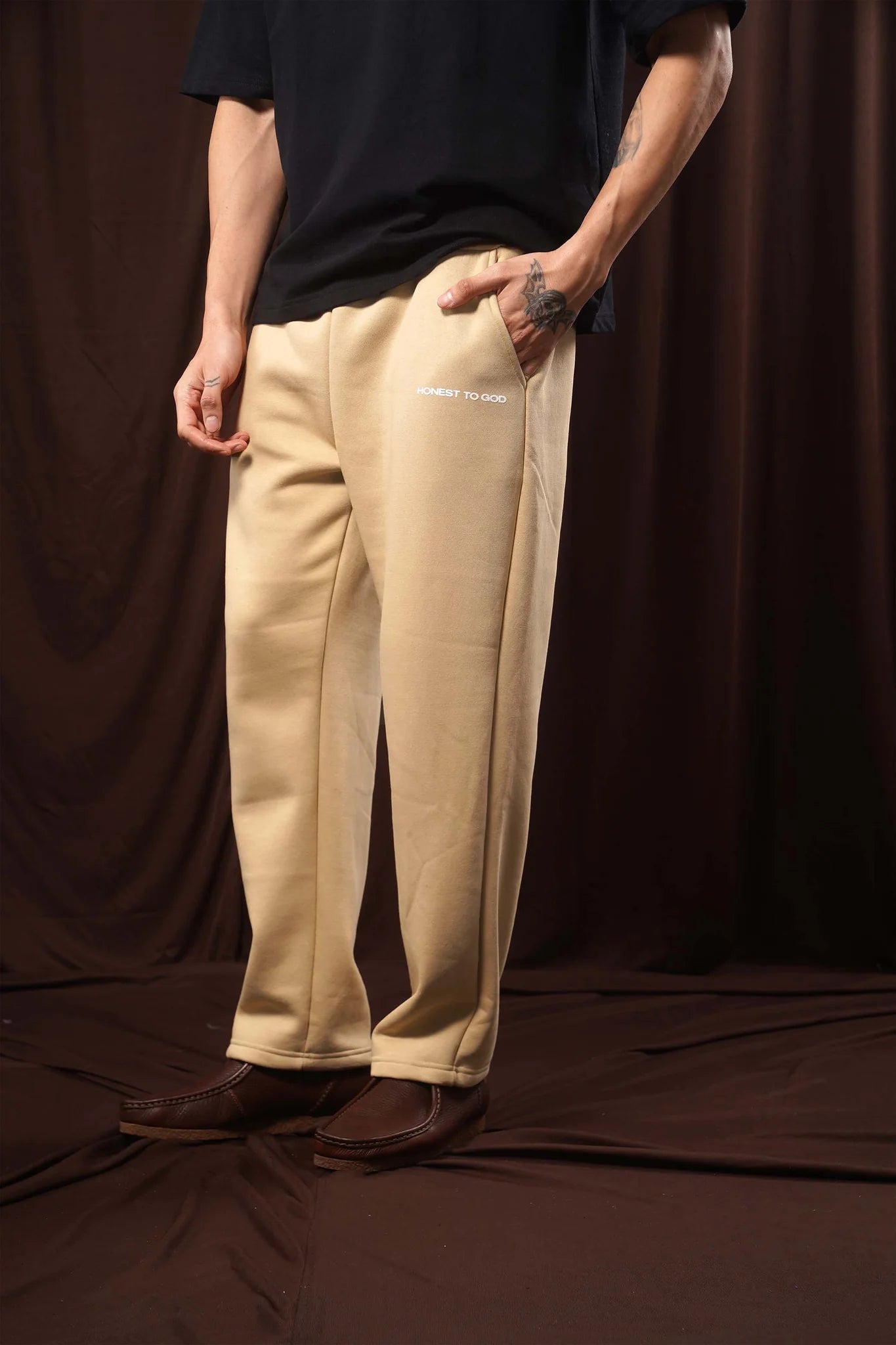 Khaki Cream Straight Leg Sweatpant
