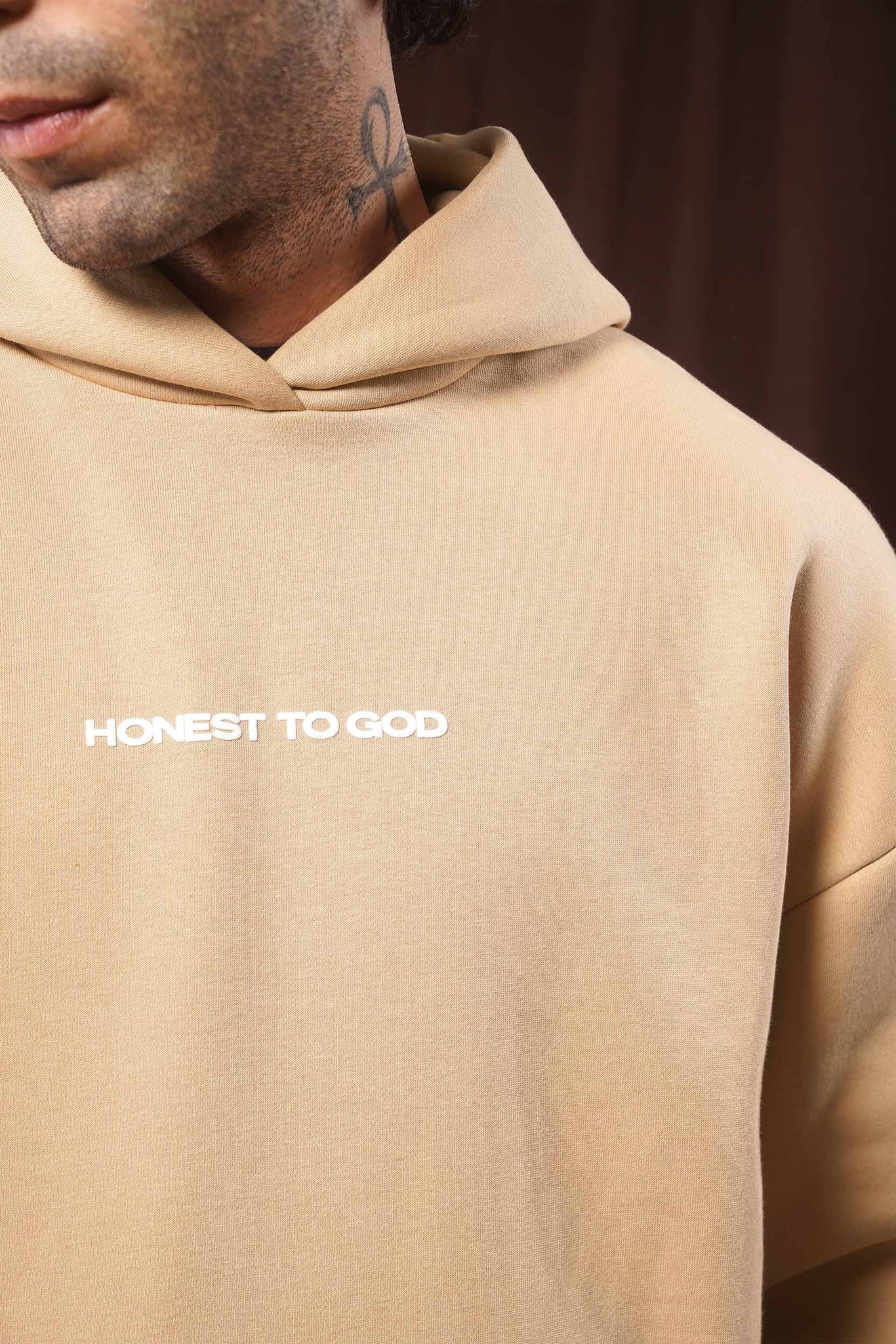 Khaki Cream Box Fit Hoodie