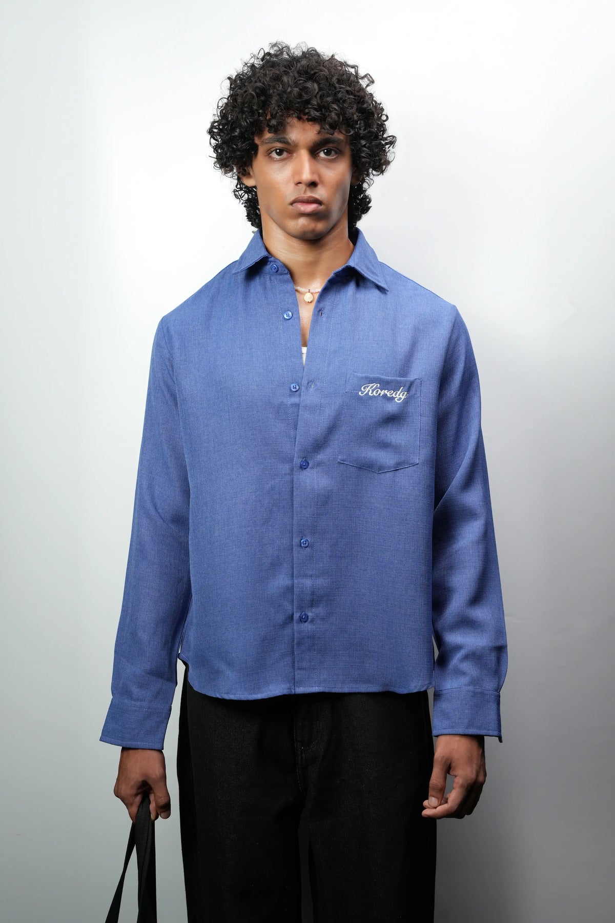 KOREDG INDIGO CROP SHIRT