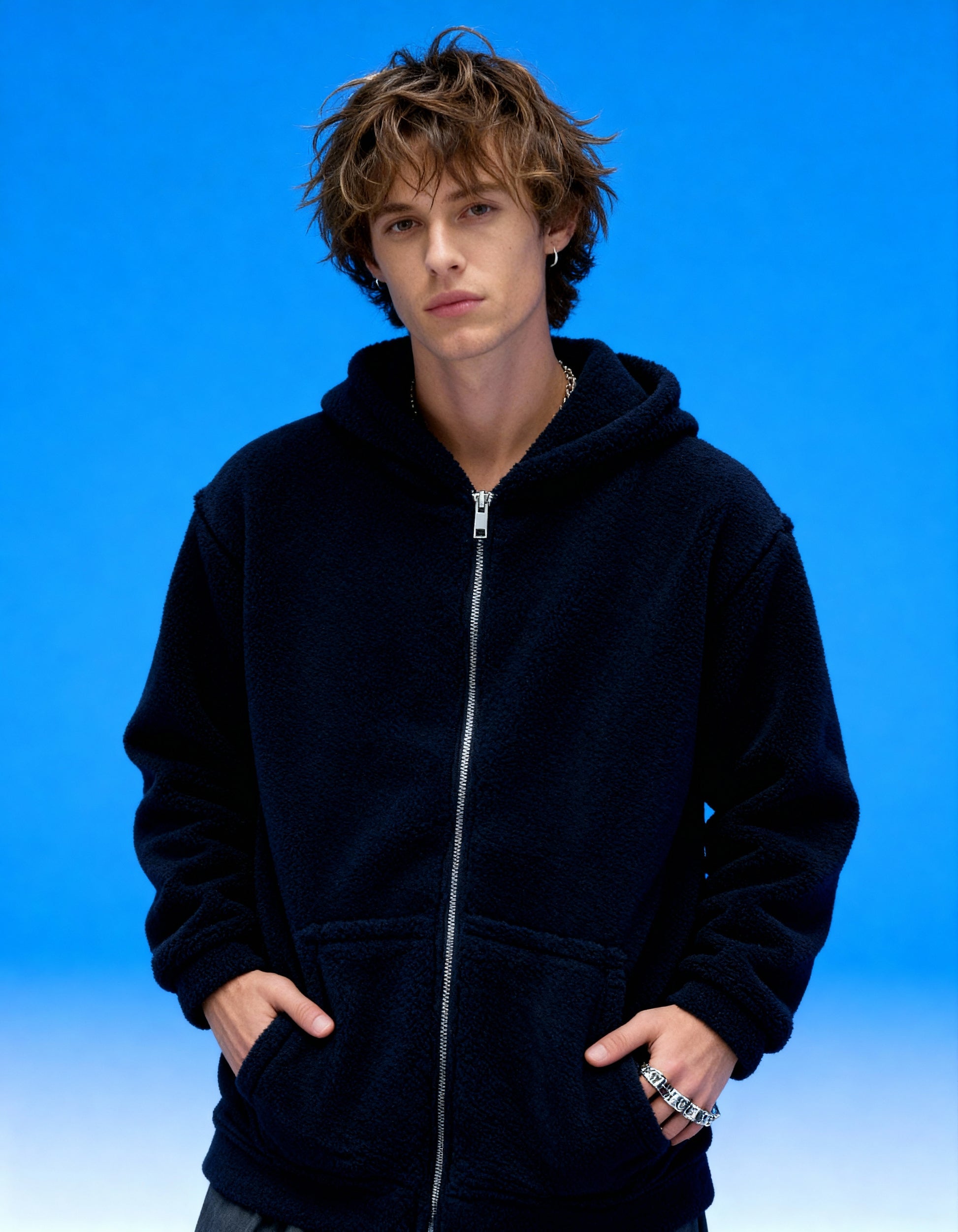 Midnight Sherpa Zip Hoodie