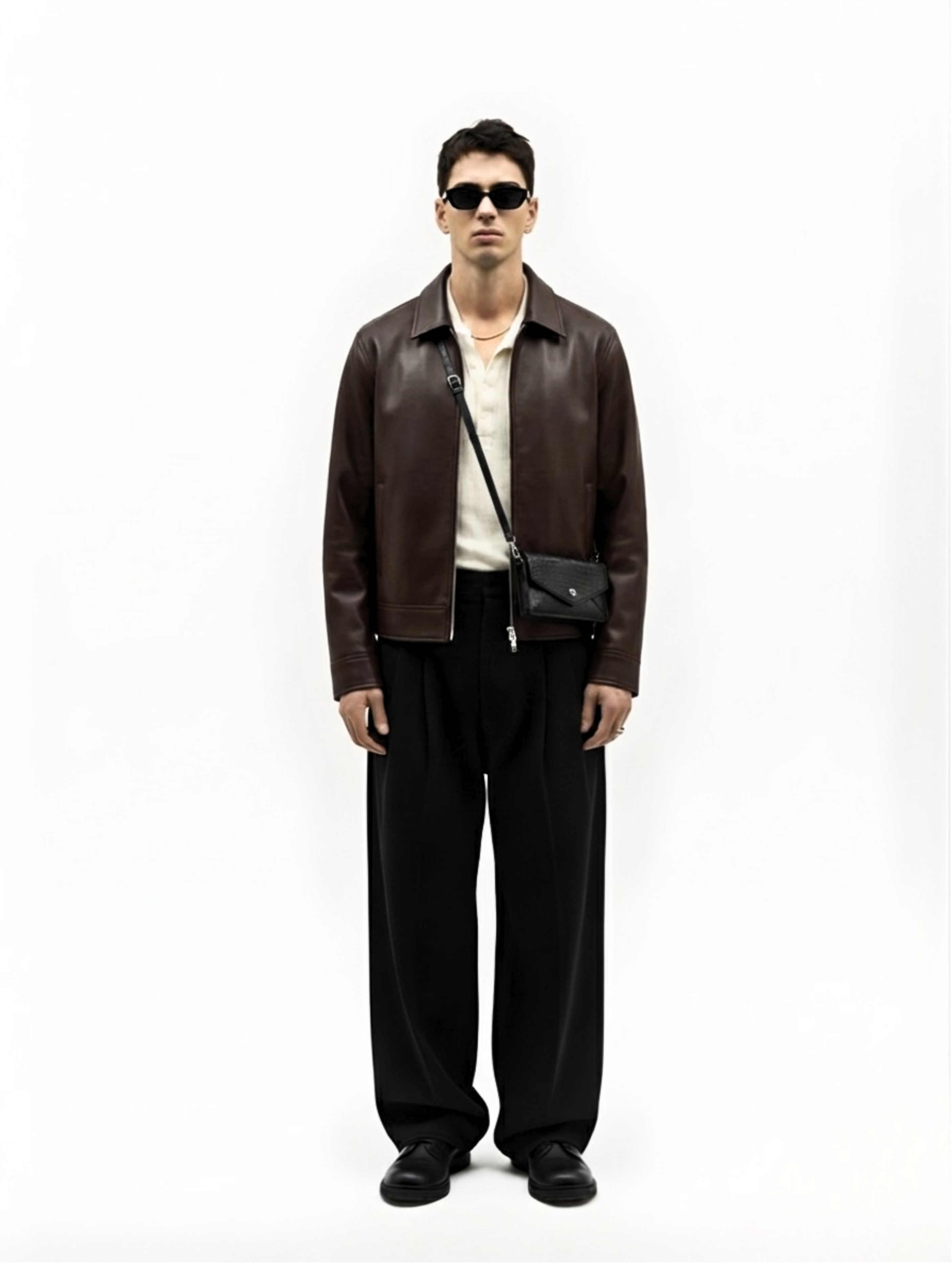 WALNUT LEATHER JACKET [UNISEX]