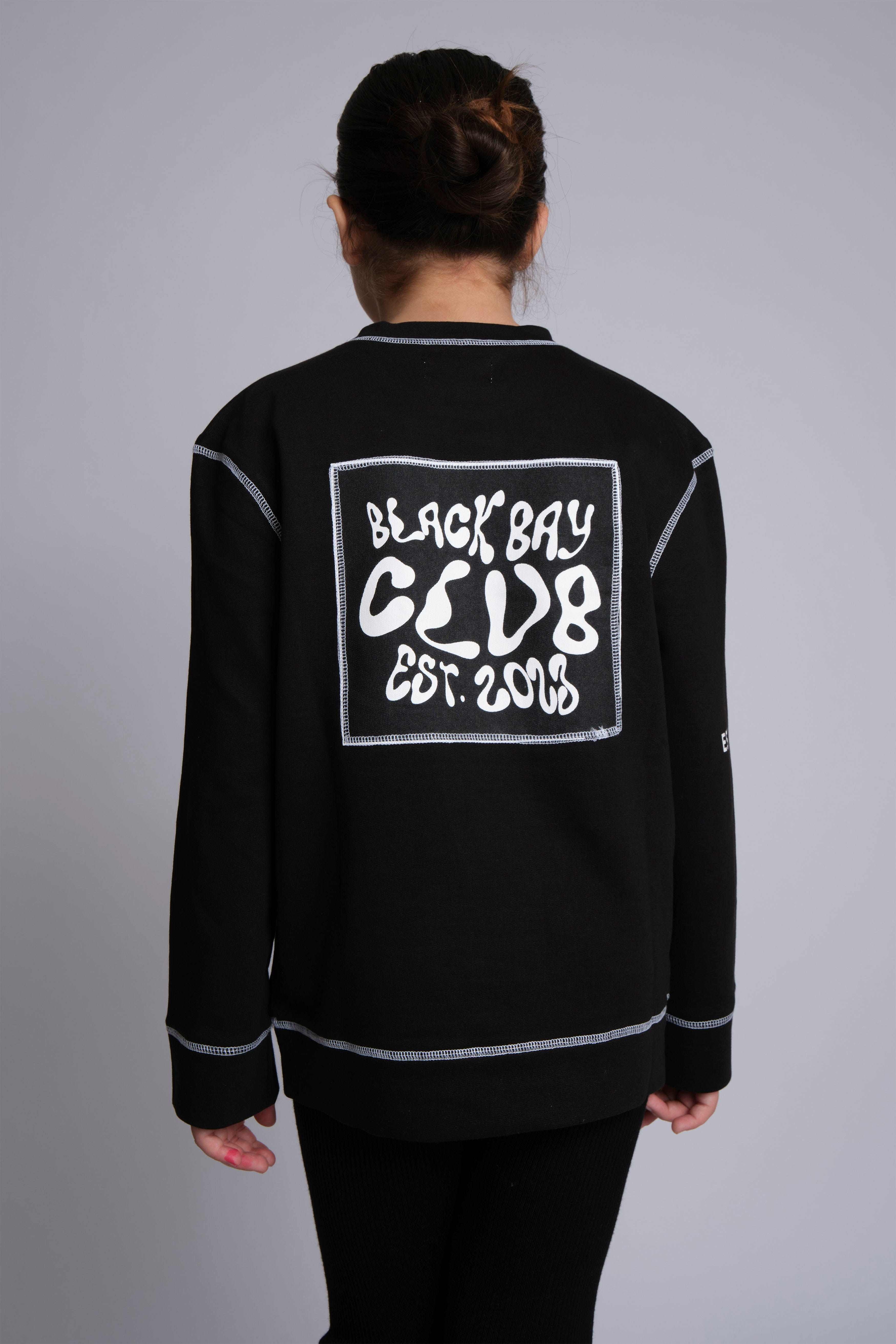 CONTRAST FLATLOCK SWEATSHIRT BLACK, KIDS