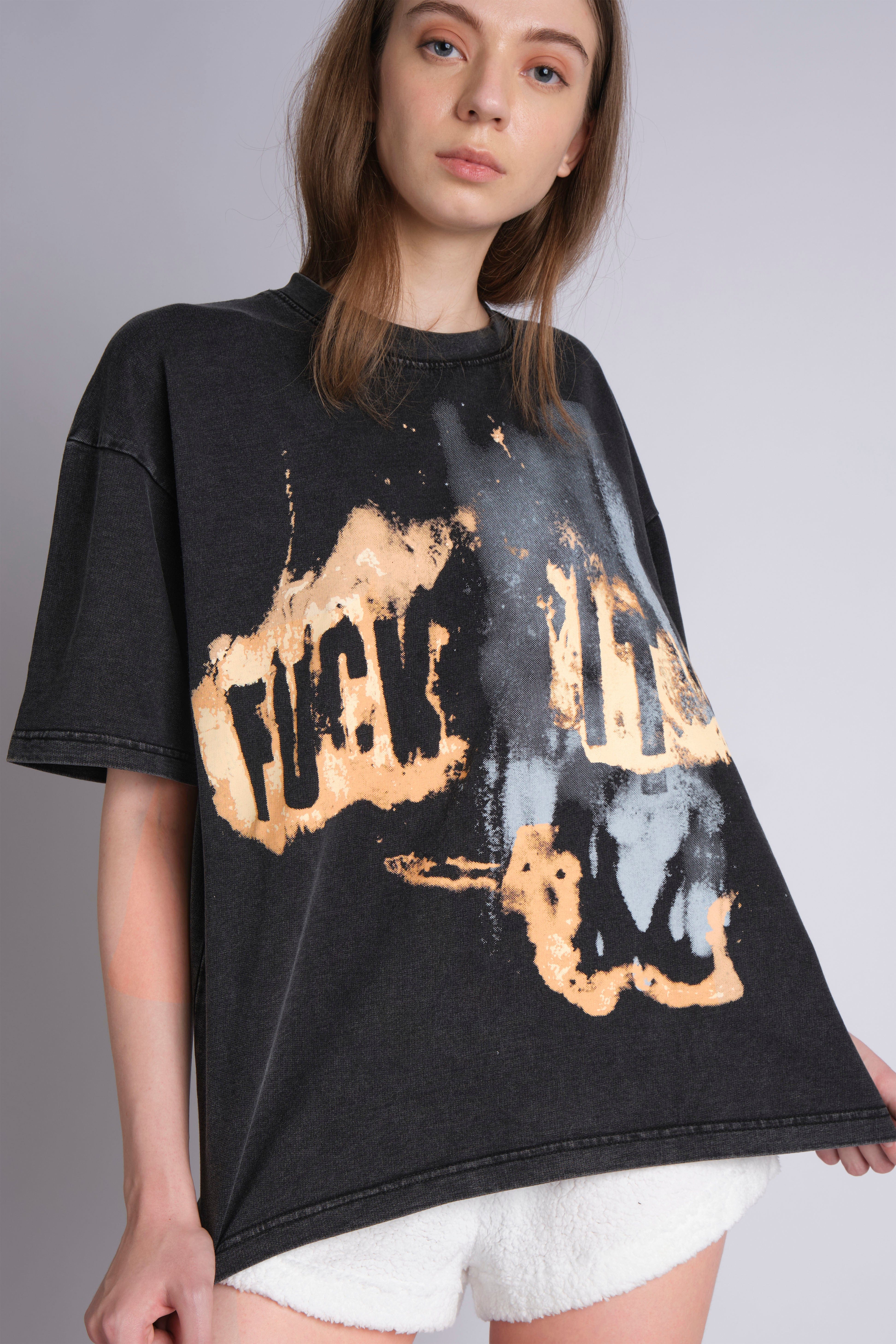 F*CK IT BURNT GRAPHIC PRINT T-SHIRT