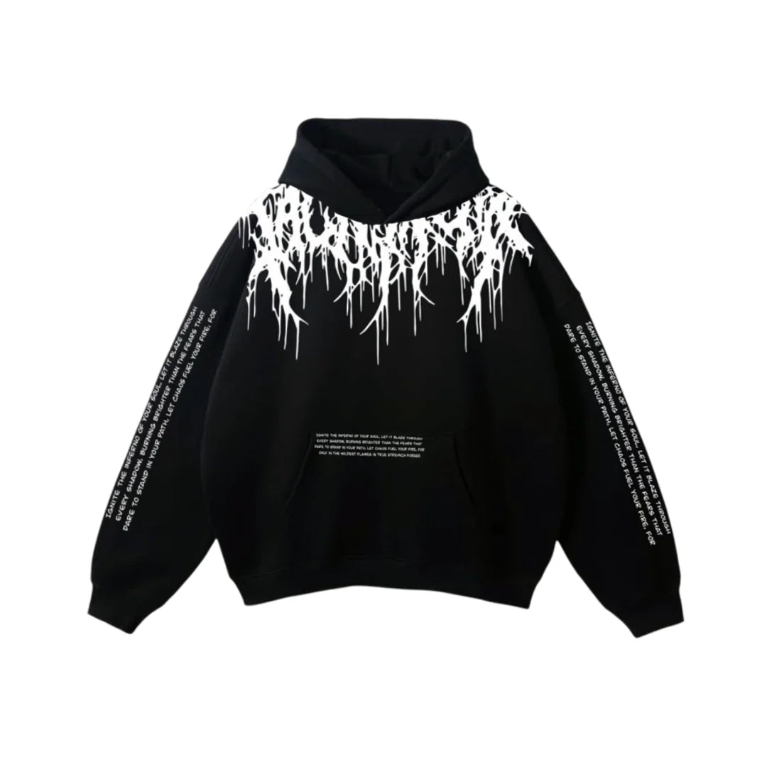 Oversized Grey Flames Hoodie