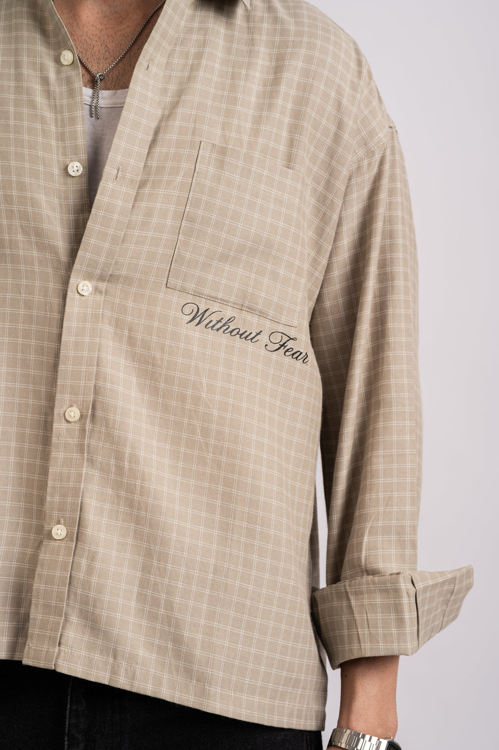 Nomad Check Boxy Shirt- Beige