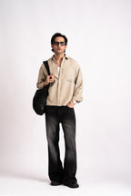 Nomad Check Boxy Shirt- Beige