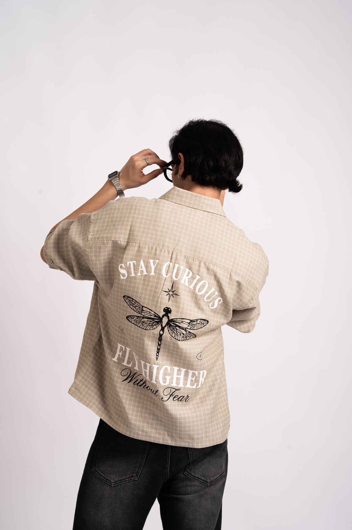 Nomad Check Boxy Shirt- Beige