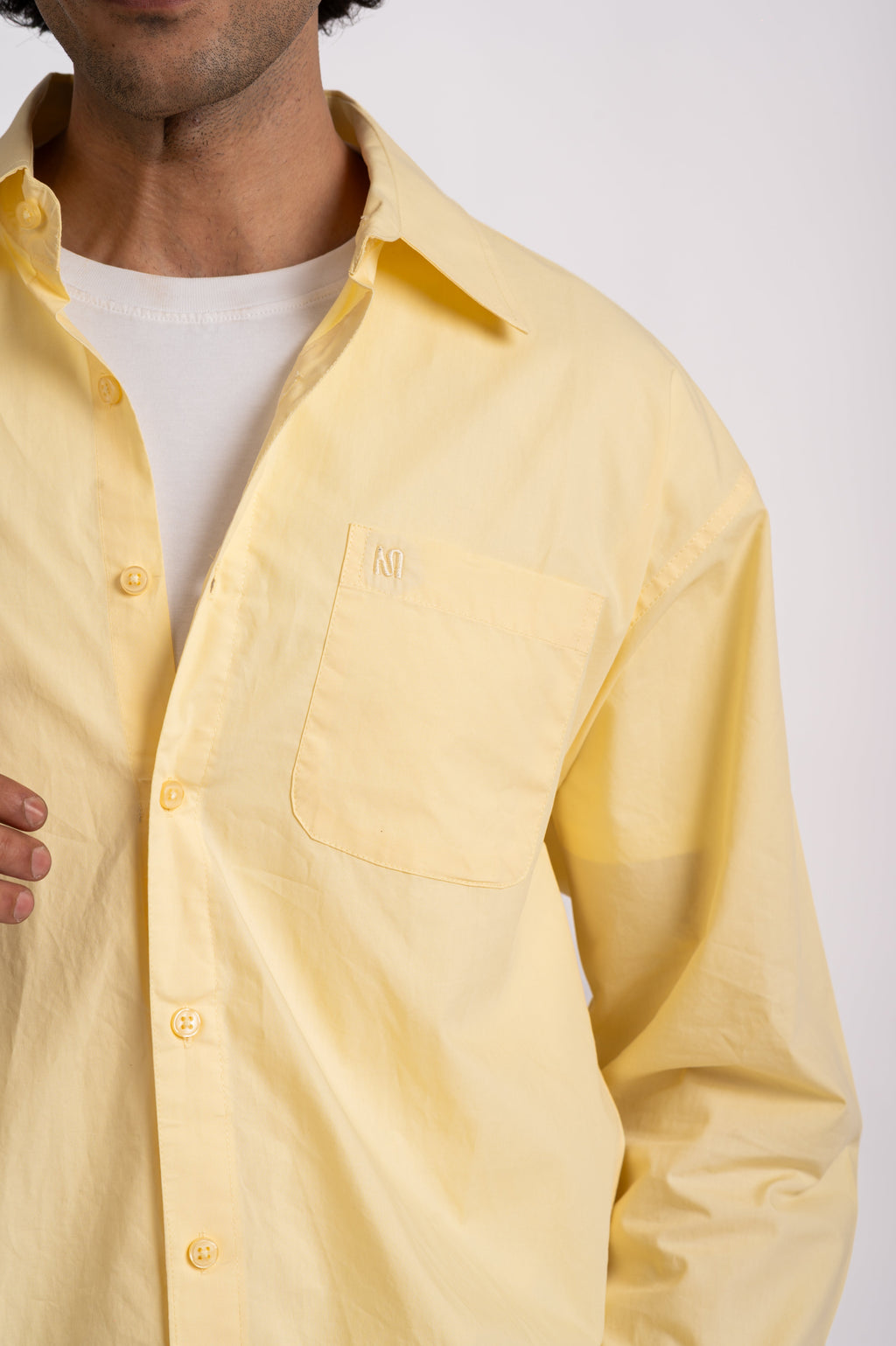 Sunwashed Yellow Cotton Shirt- Relaxed Fit