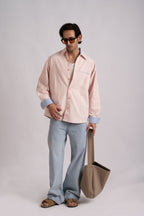 Seasalt- Ivory, Peach & Powder Blue Stripe Cotton Shirt- Relaxed Fit
