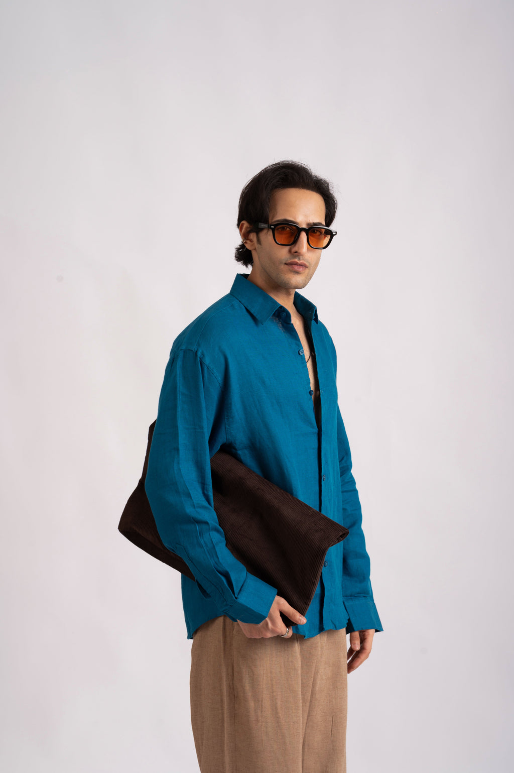 Cobalt Blue Linen Shirt- Relaxed Fit