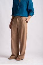 Relaxed Fit Pure Linen Trousers – Desert Taupe