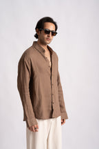 Oat Brown Linen Shirt- Relaxed Fit