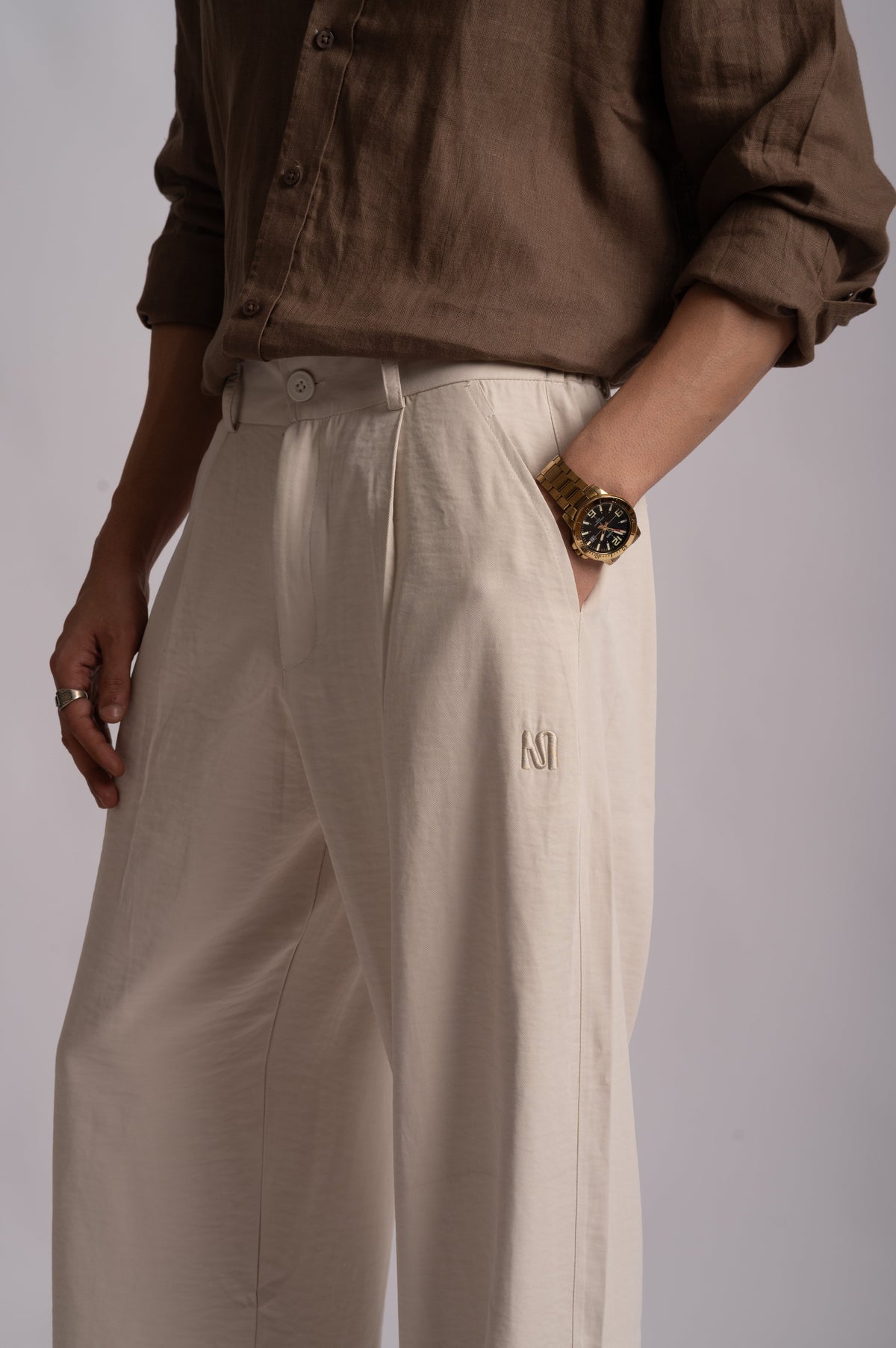 Korean Relaxed Fit Trousers – Off White
