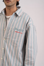 Costal Blue Stripe Cotton Shirt- Relaxed Fit