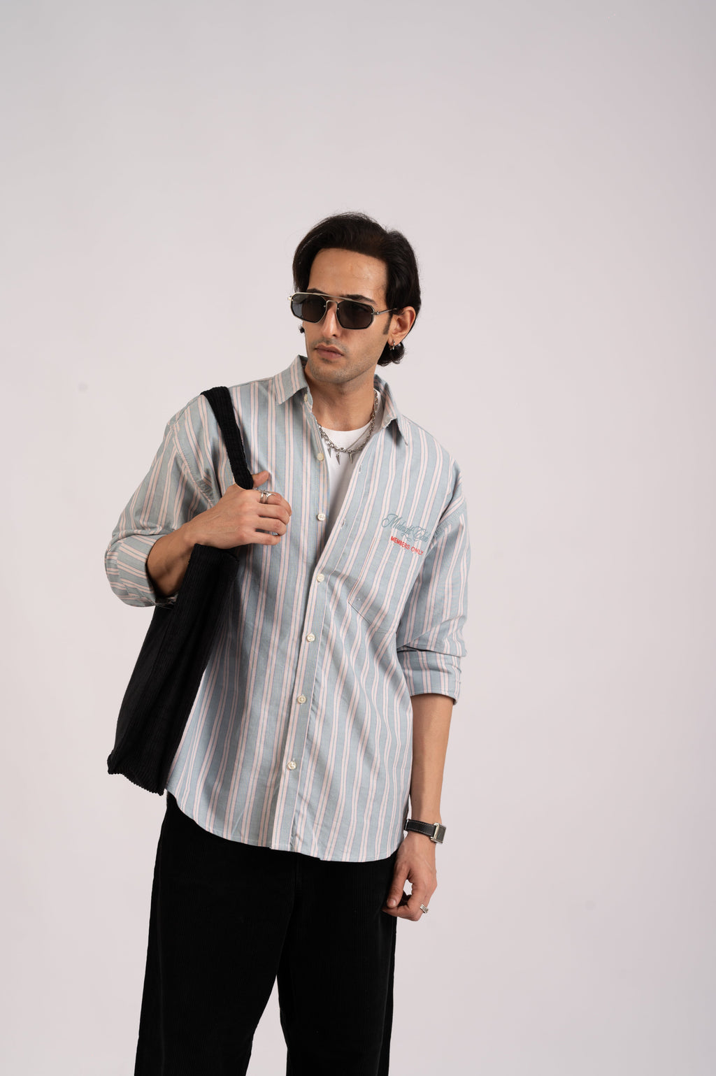 Costal Blue Stripe Cotton Shirt- Relaxed Fit