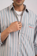 Costal Blue Stripe Cotton Shirt- Relaxed Fit