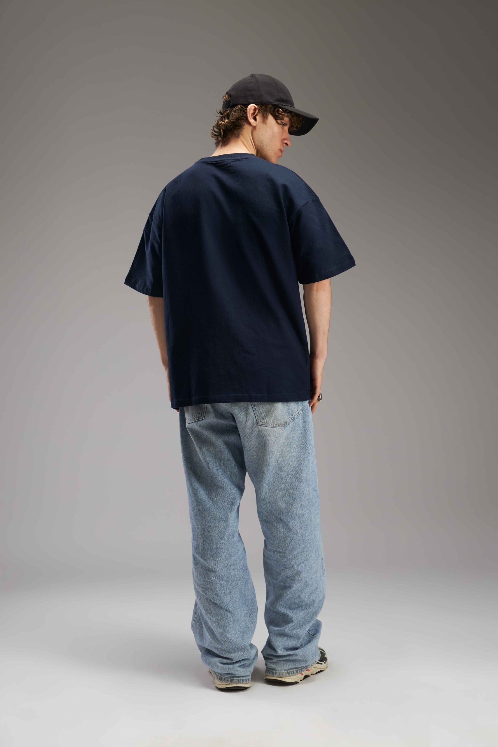 NAVY BLUE BASIC OVERSIZED TEE