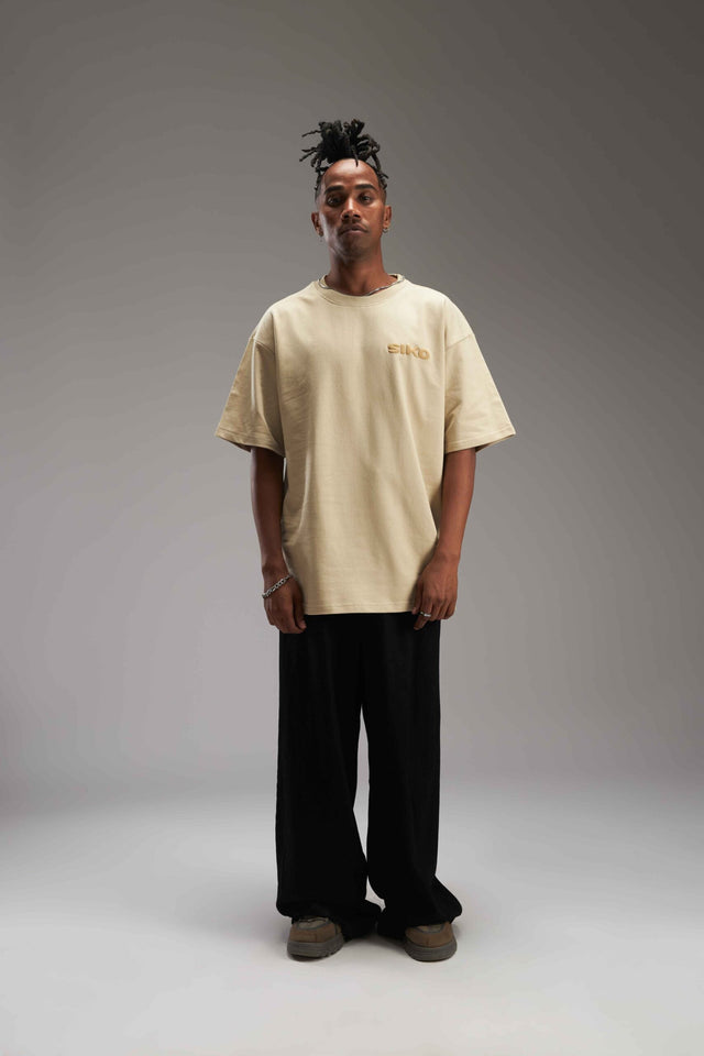 BEIGE BASIC OVERSIZED TEE