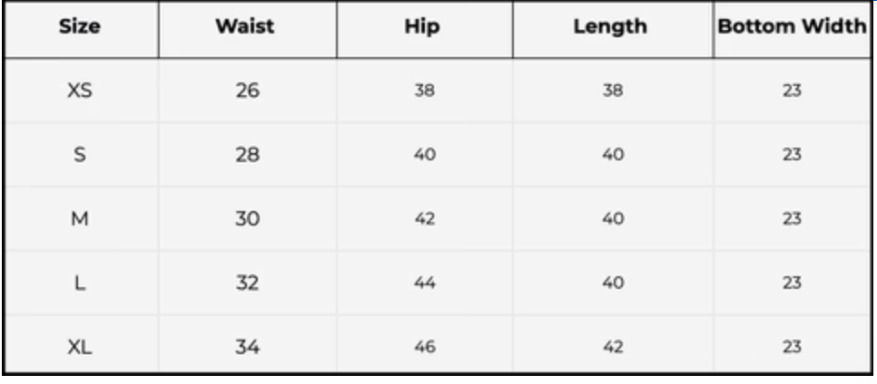 Size chart