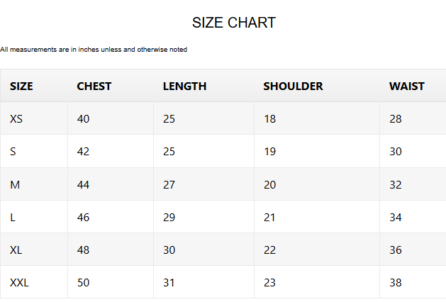 Size chart