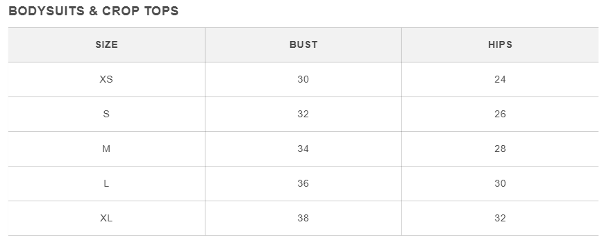 Size chart