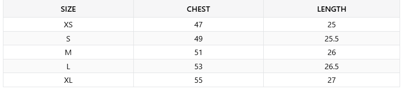 Size chart
