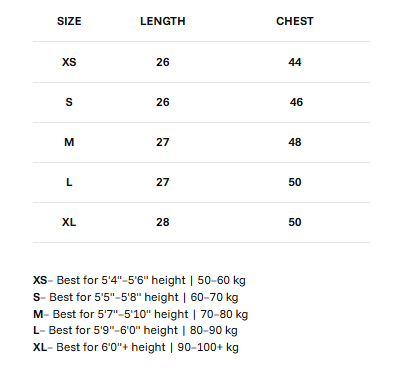 Size chart