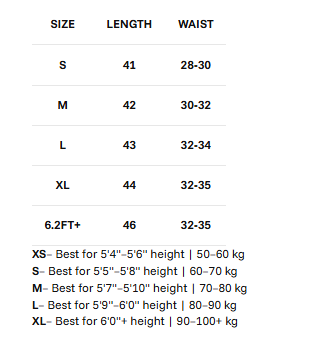 Size chart