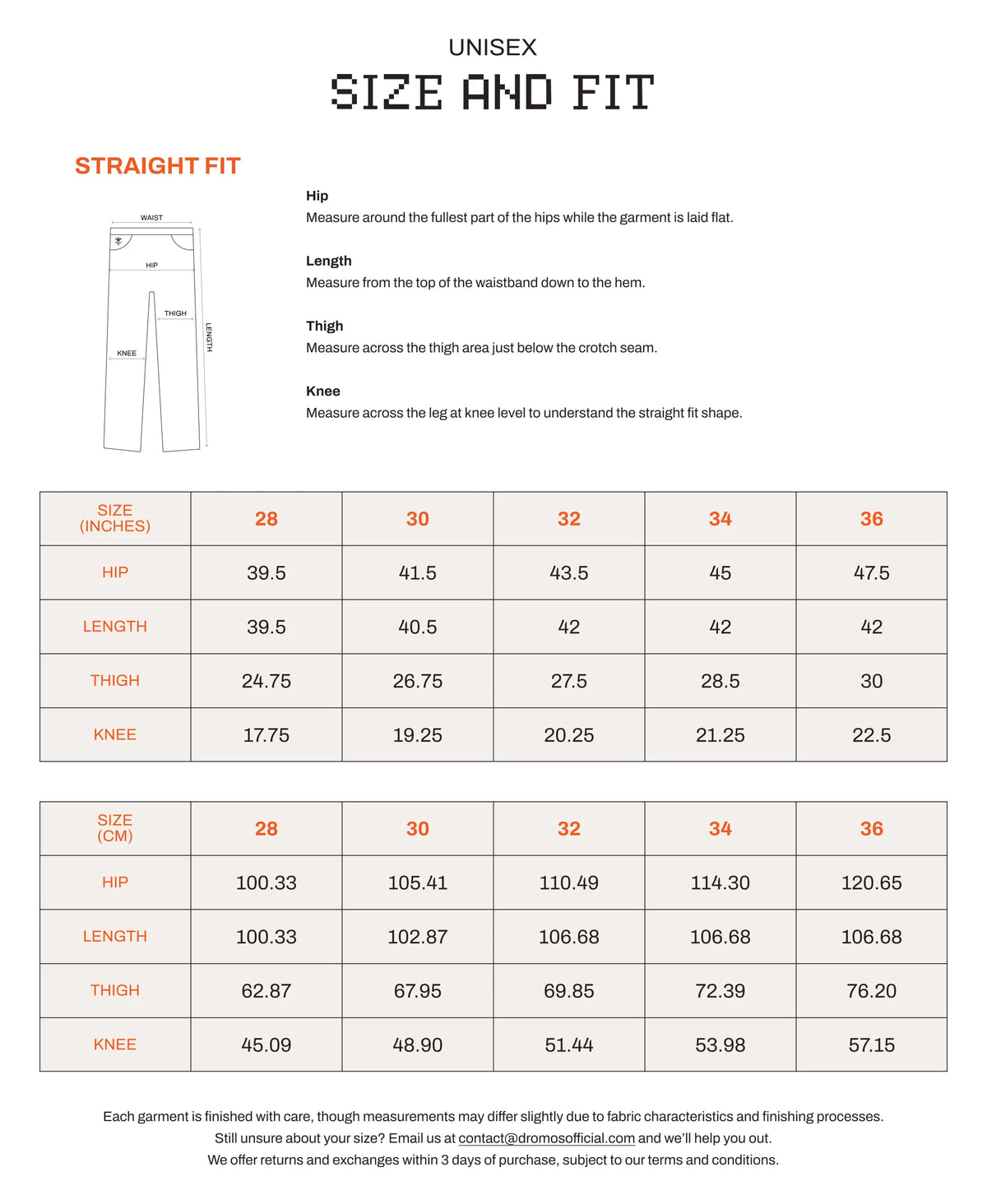Size chart