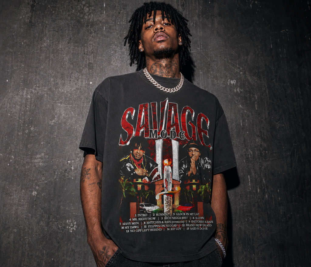 SAVAGE MODE  21 SAVAGE X METRO BOOMING GRAPHIC T-SHIRT