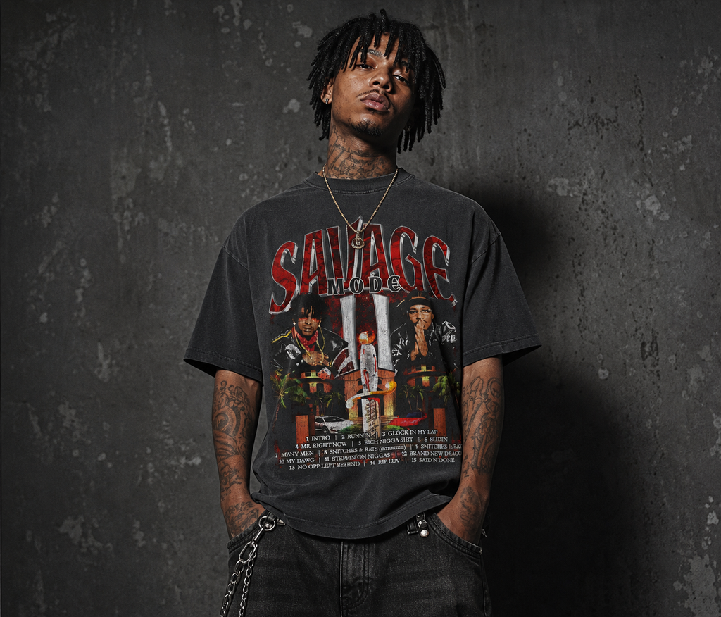 SAVAGE MODE  21 SAVAGE X METRO BOOMING GRAPHIC T-SHIRT