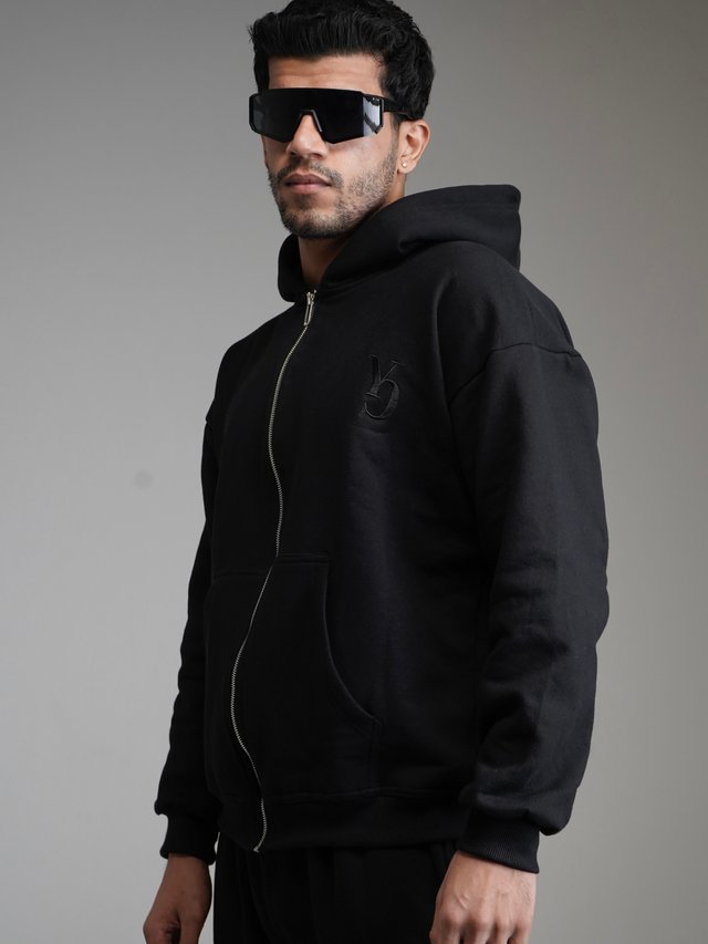 ZIPPER HOODIE - BLACK