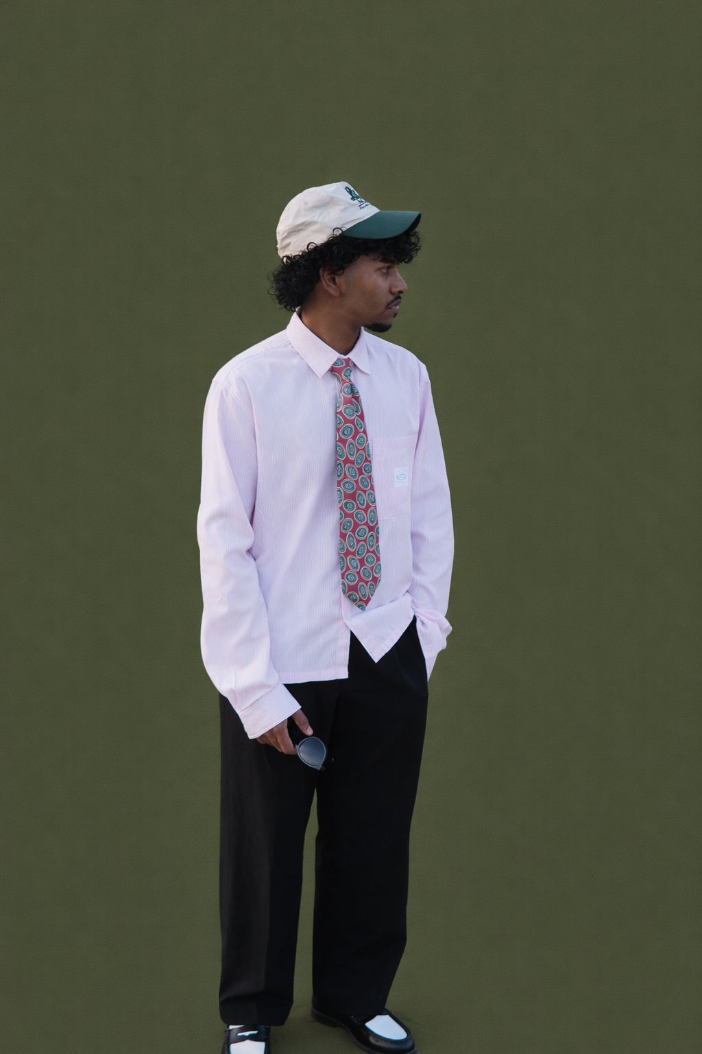 Crop fit back printed long sleeve button up shirt