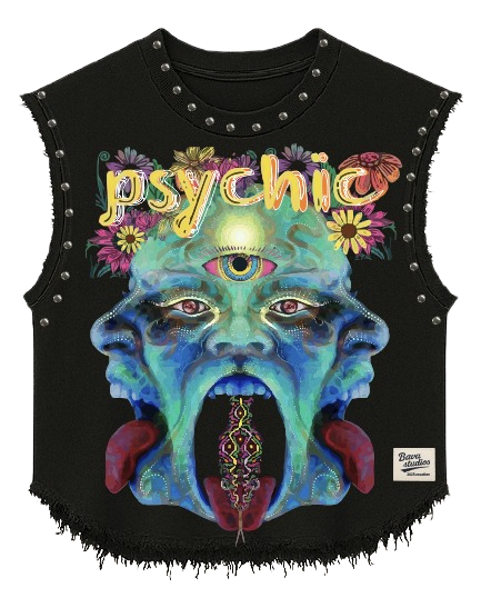 PSYCHIC UNISEX BLACK VEST (BOXYFIT)