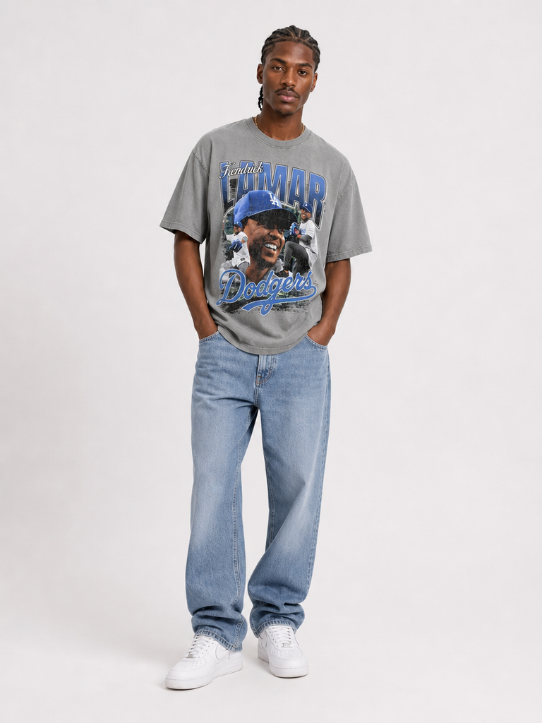 LAMAR DODGERS VINTAGE GREY GRAPHIC T-SHIRT