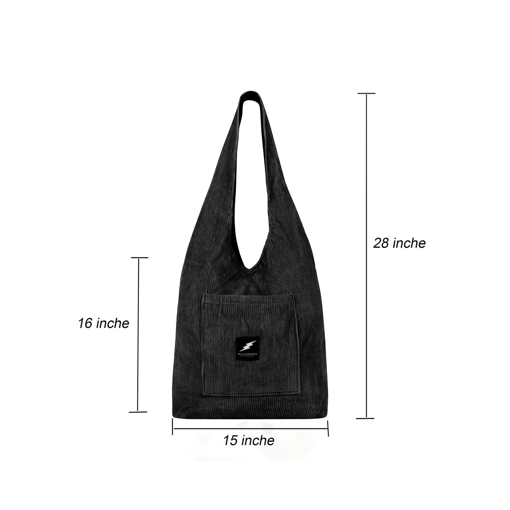 Black Corduroy hobo Bag
