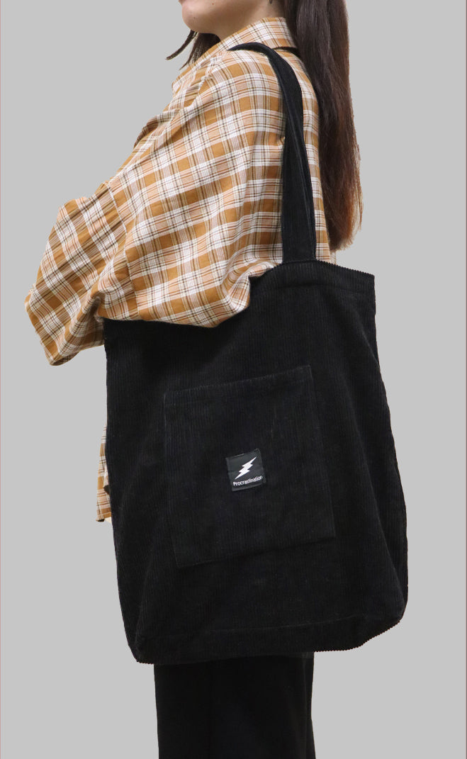 Black Corduroy Tote Bag