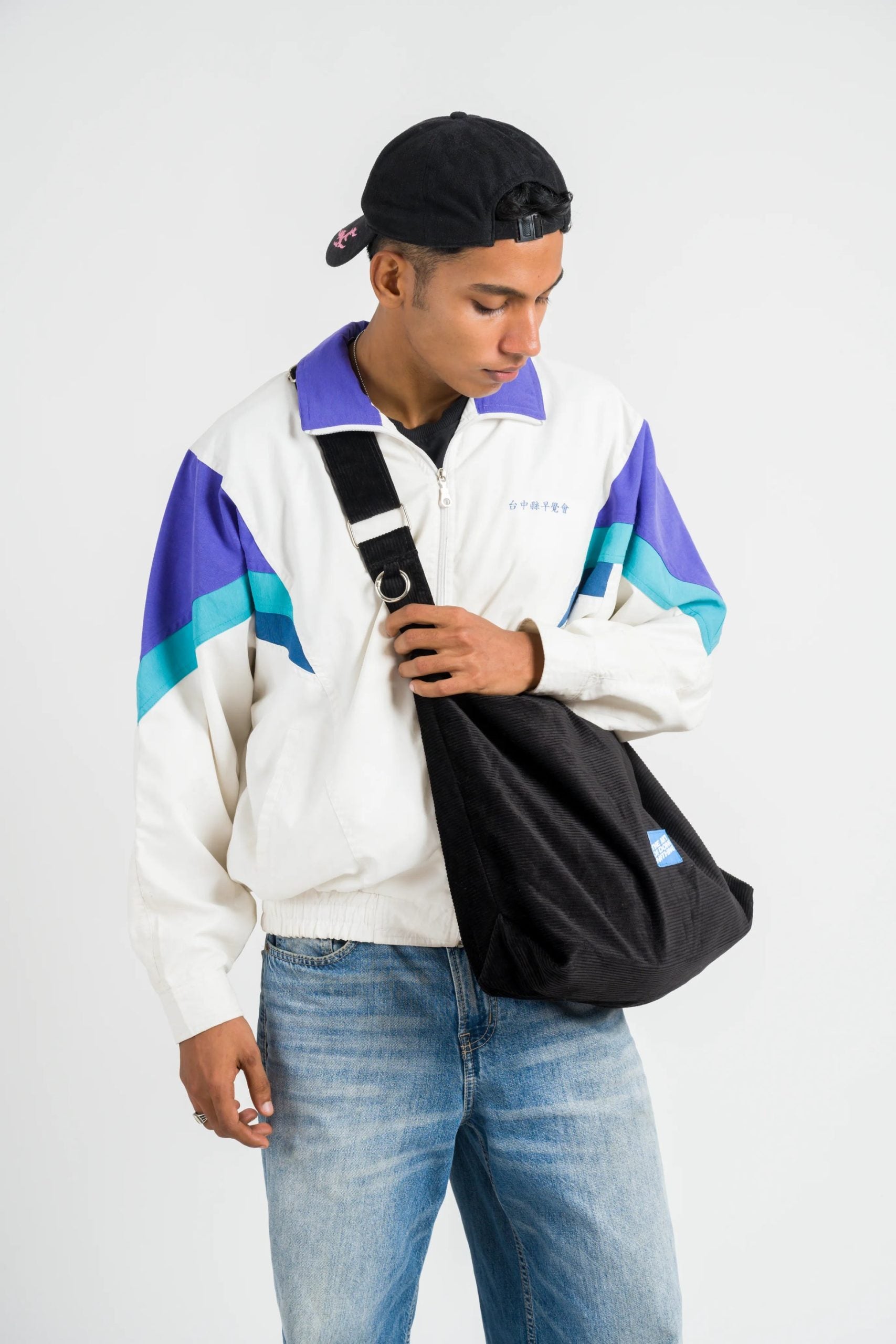 Corduroy Cross-Body Bag - Black