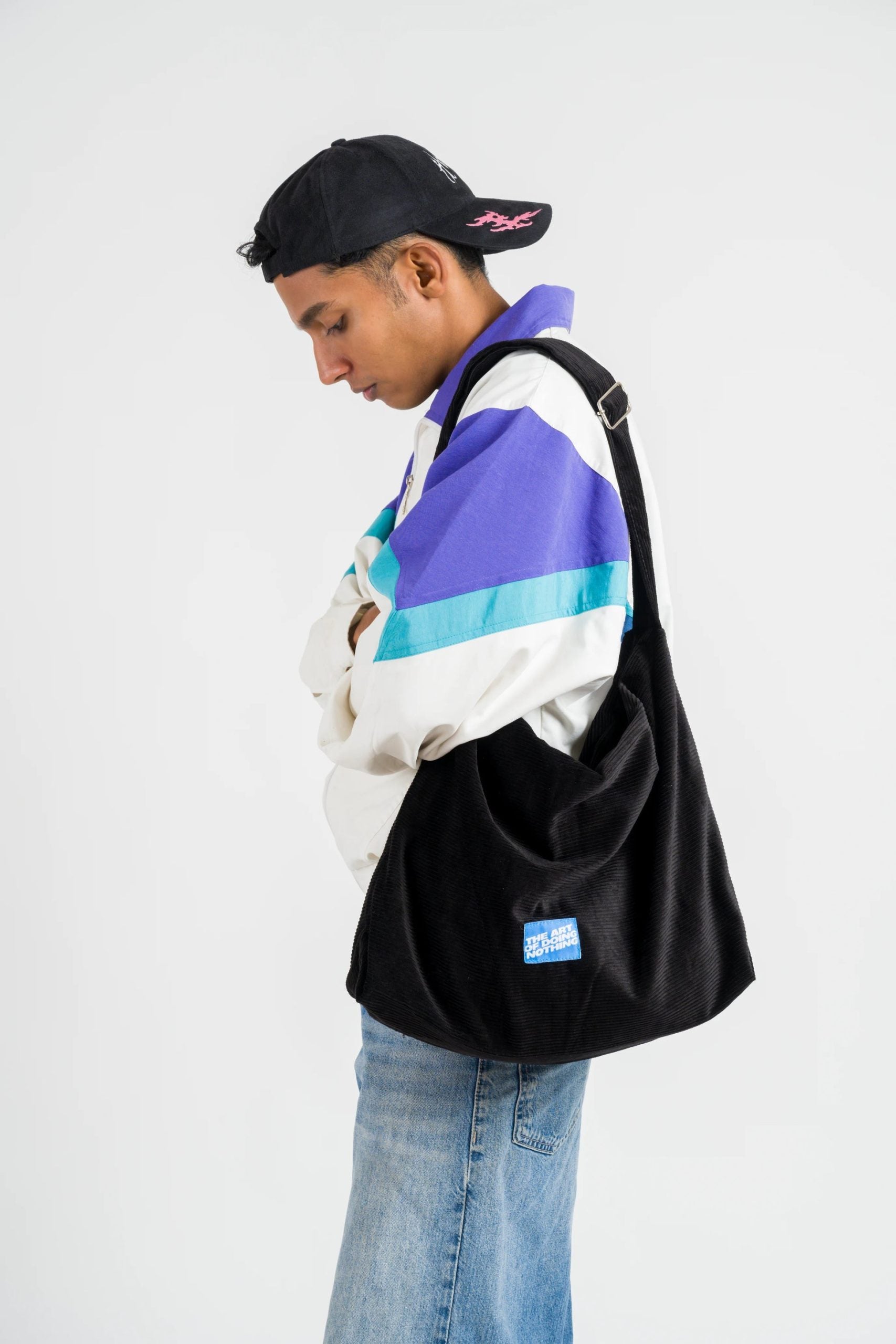 Corduroy Cross-Body Bag - Black